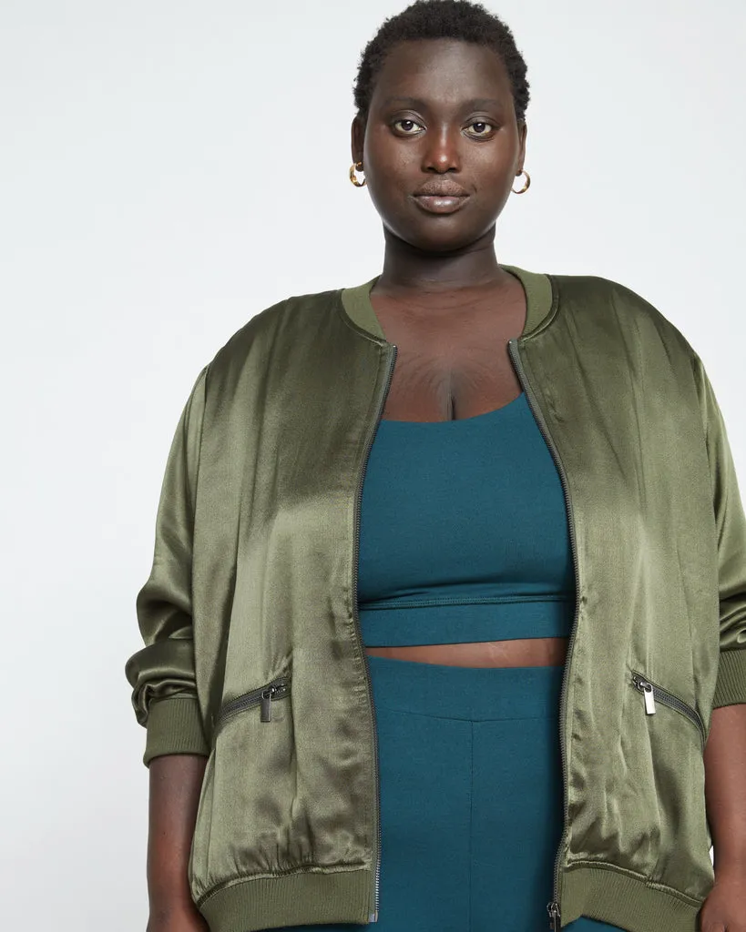 Satin Bomber Jacket - Nori