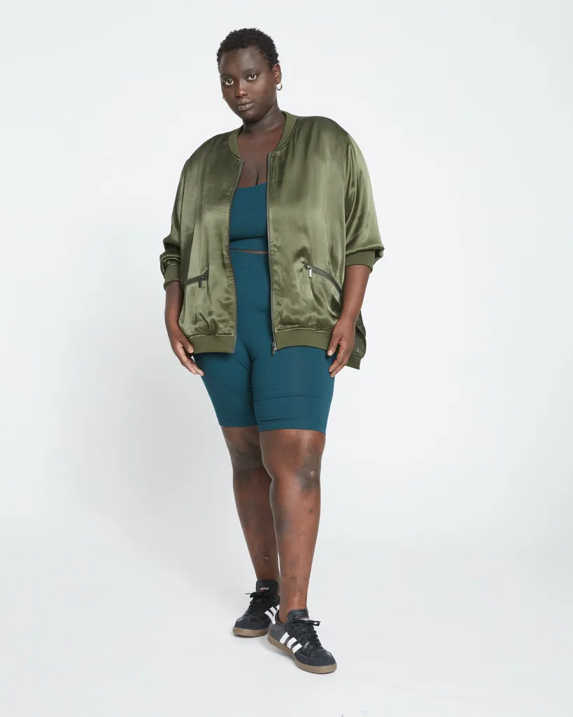 Satin Bomber Jacket - Nori