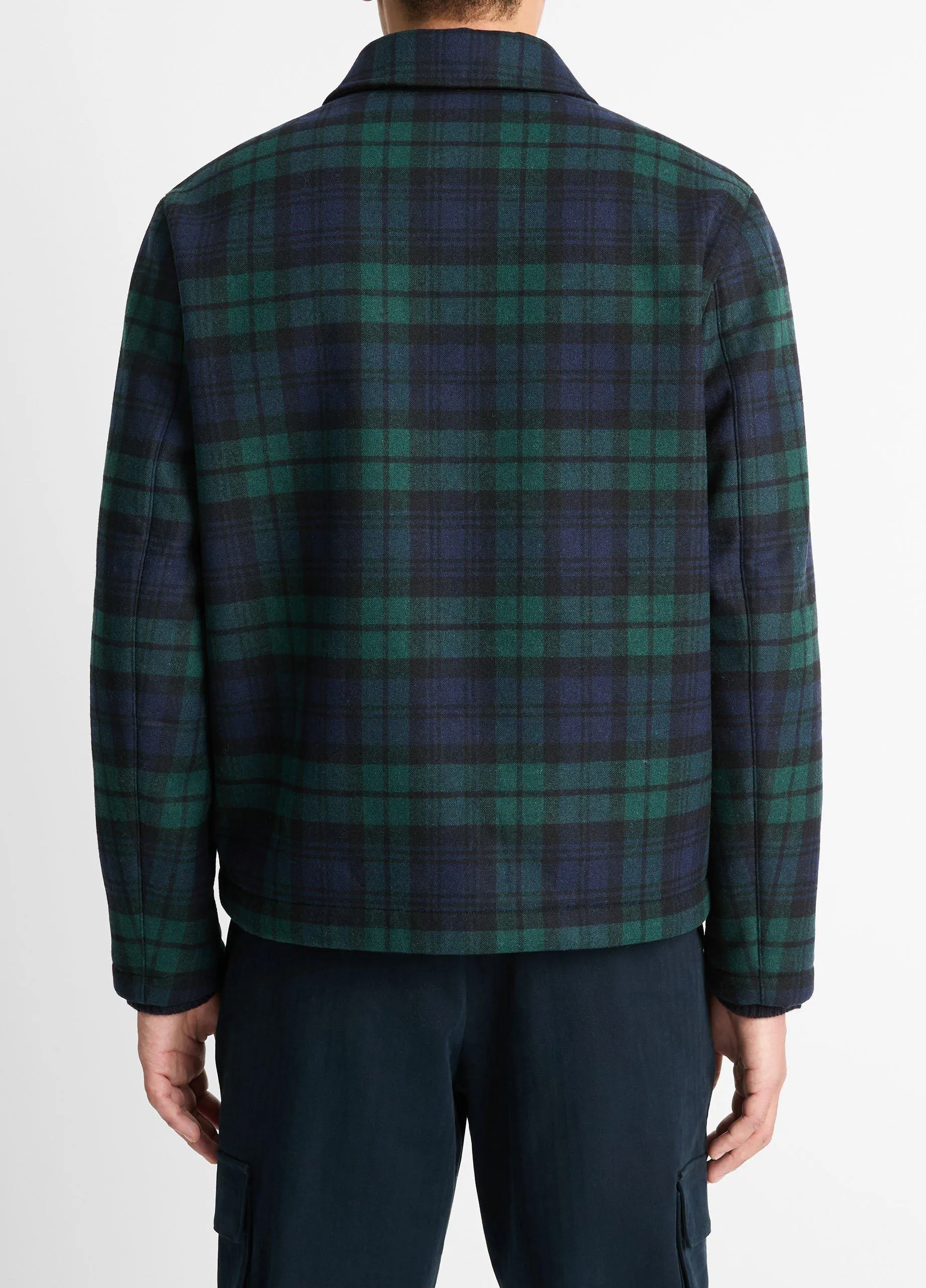 Sherpa-Lined Plaid Wool-Blend Jacket