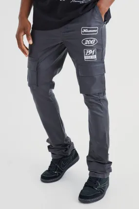 Skinny Stacked Flare Coated Cargo Pants