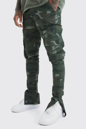 Skinny Stacked Popper Hem Camo Cargo Pants