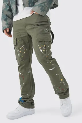 Slim Flare Gusset Paint Splatter Cargo Pants