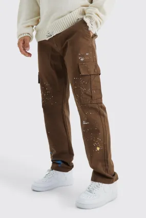 Straight Leg Cargo All Over Paint Splatter Pants