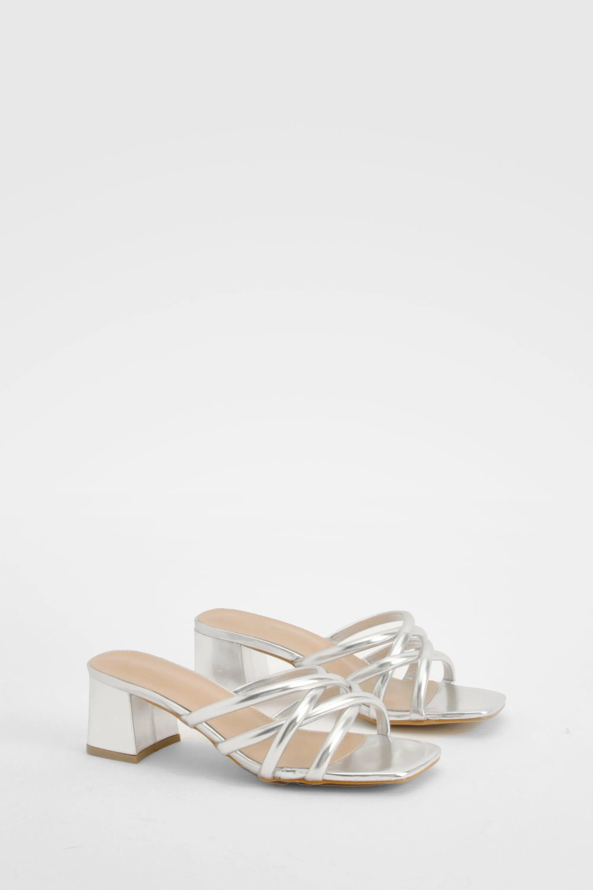 Strappy Block Heeled Mules