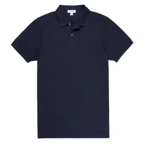 Sunspel Pique Polo Shirt Navy