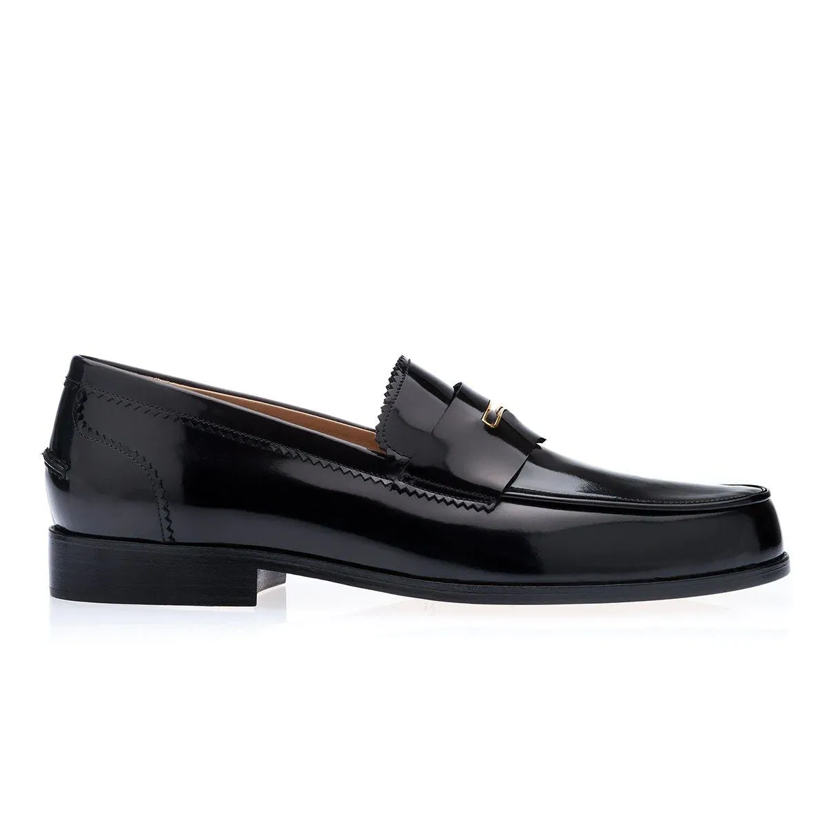 SUPERGLAMOUROUS Balmoral Men's Shoes Black Polished Leather Penny Loafers (SPGM1129)