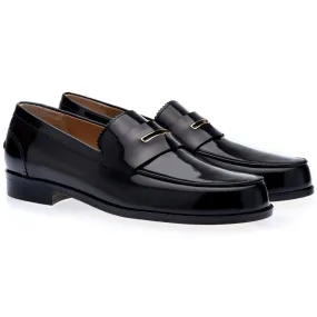 SUPERGLAMOUROUS Balmoral Men's Shoes Black Polished Leather Penny Loafers (SPGM1129)