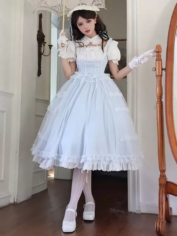 Sweet Lolita Dress Polyester Short Sleeves Sweet Dress Lolita Dress