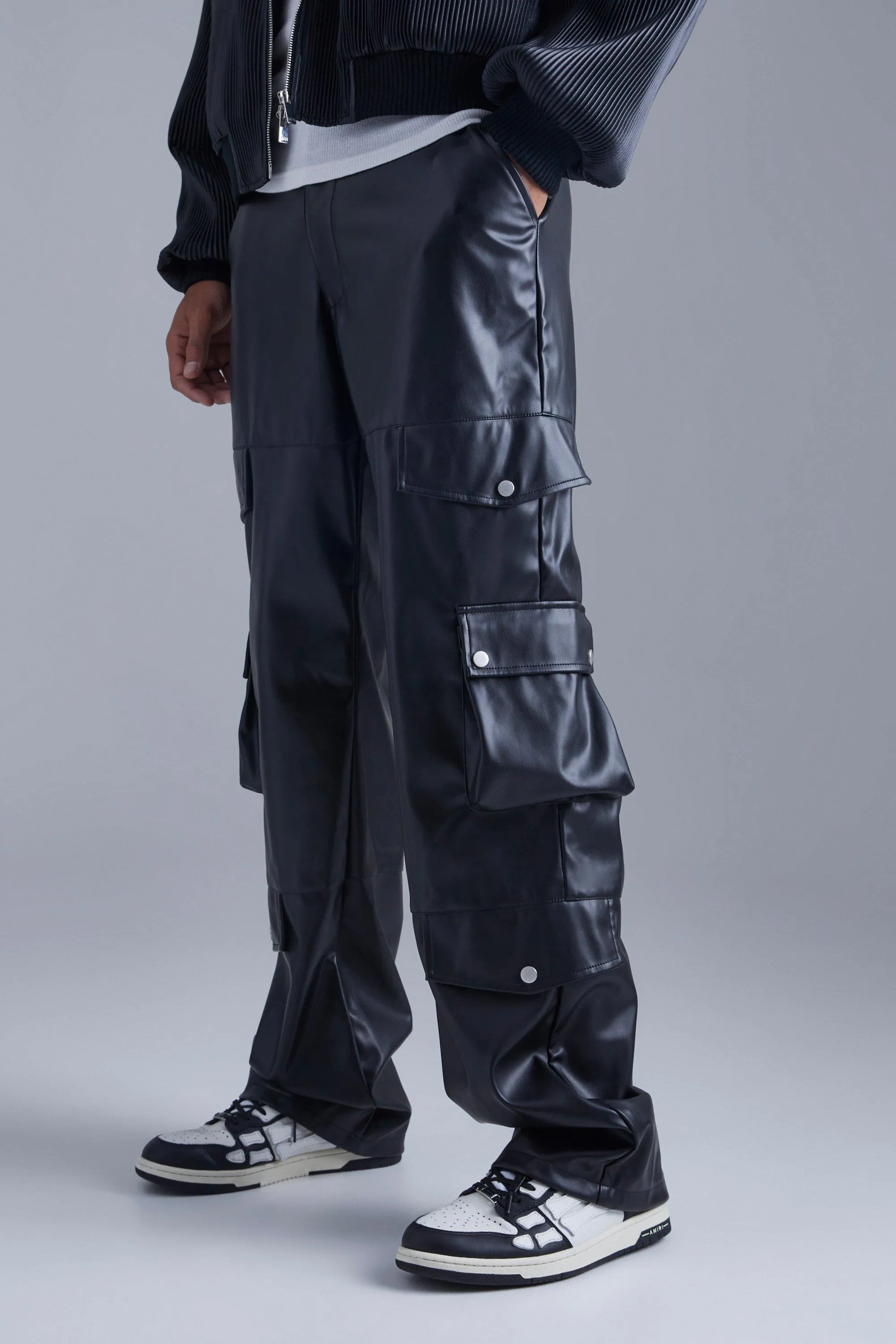 Tall Fixed Relaxed Multi Cargo Pu Pants