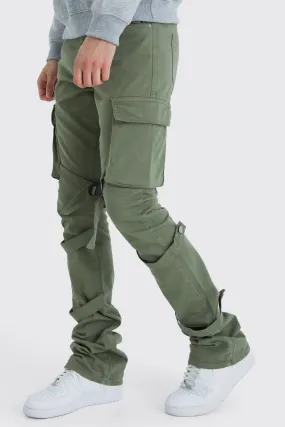 Tall Fixed Waist Skinny Stacked Flare Strap Cargo Pants