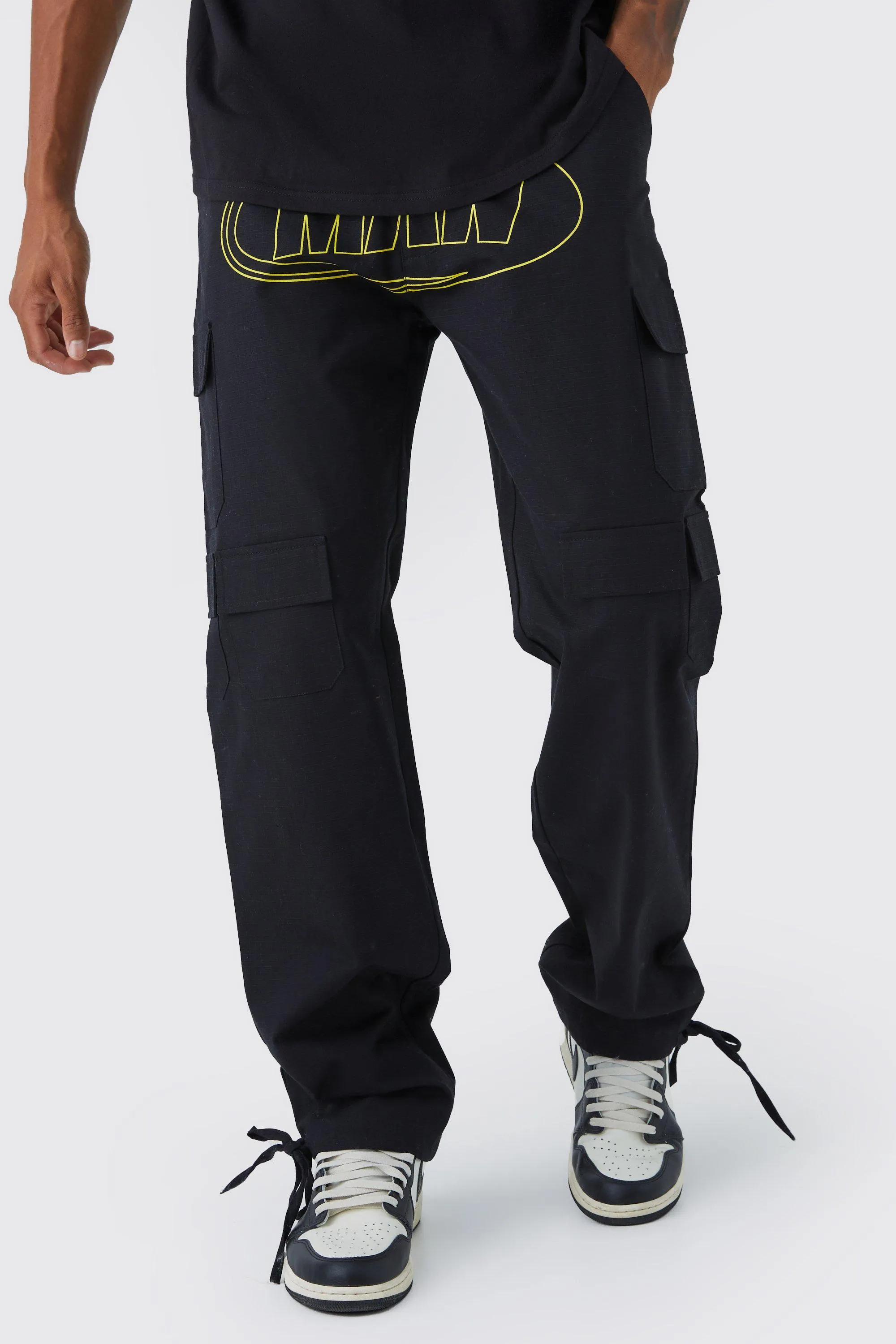 Tall Relaxed Ripstop Multi Cargo Man Print Pants