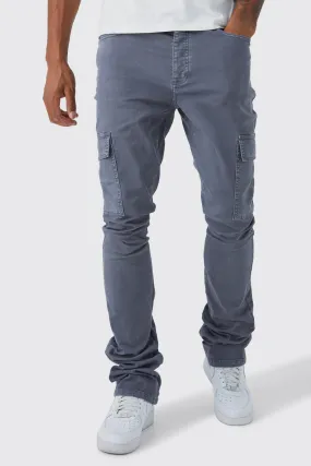 Tall Skinny Stacked Flare Overdye Cargo Pants