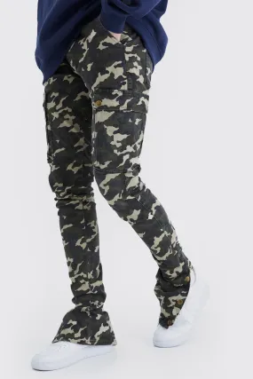 Tall Skinny Stacked Popper Hem Camo Cargo Pants