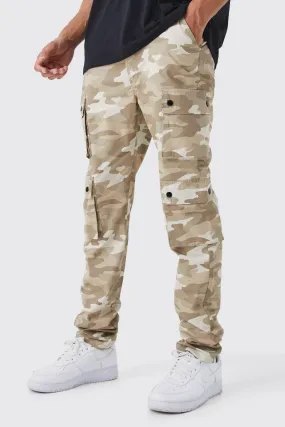 Tall Slim Fit Multi Popper Cargo Camo Pants