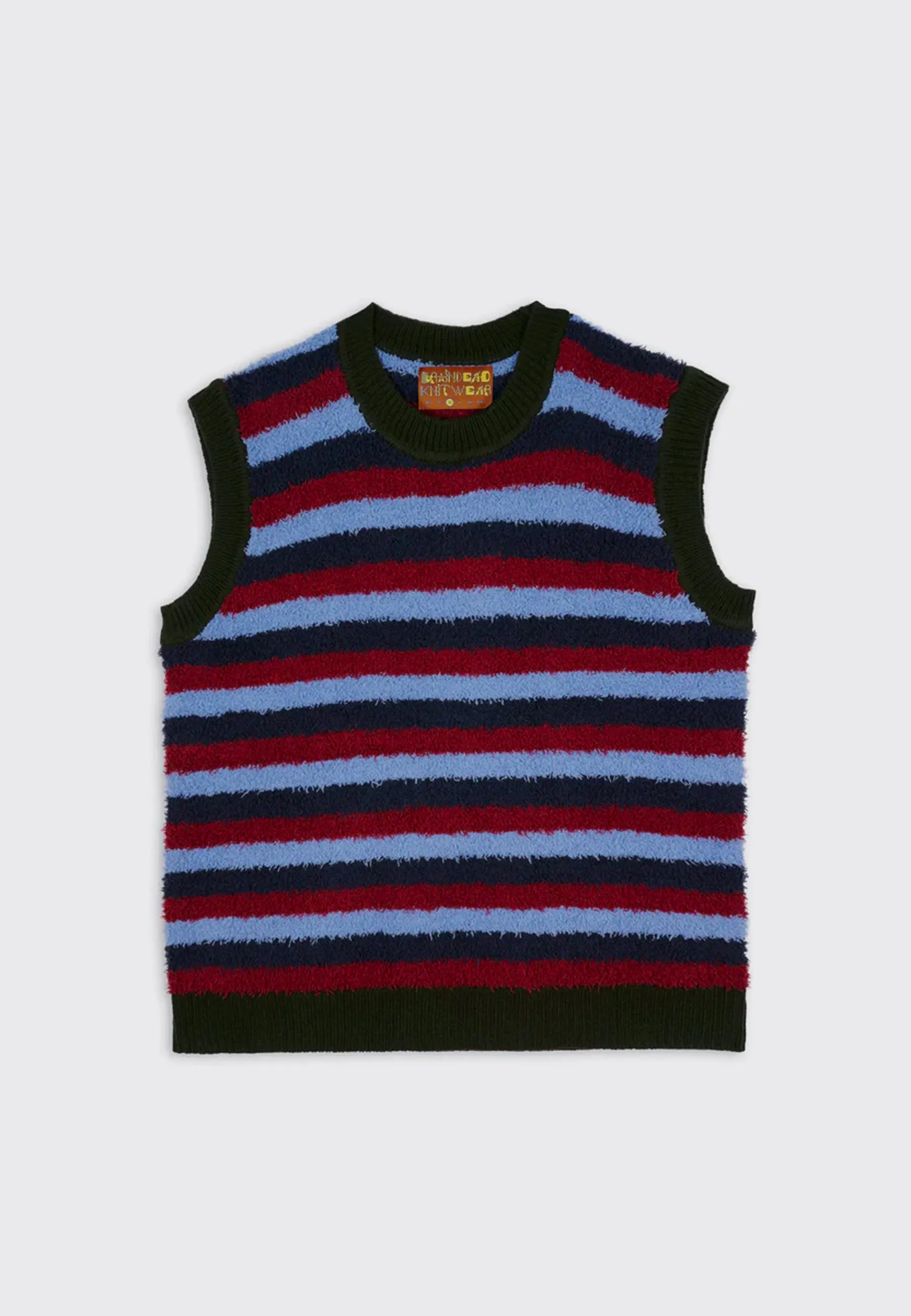 Teddy Fur Striped Vest - Blue Multi