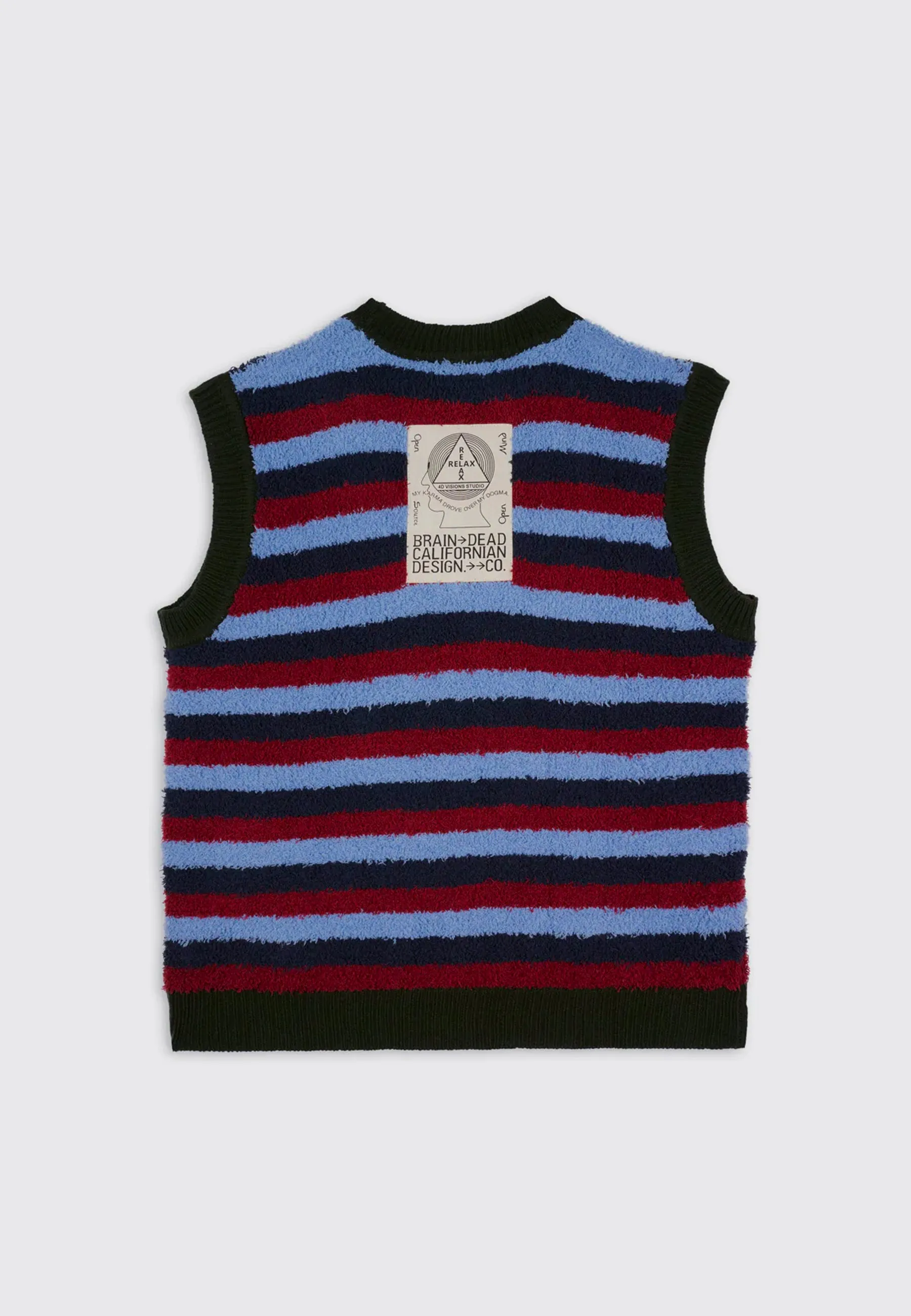 Teddy Fur Striped Vest - Blue Multi