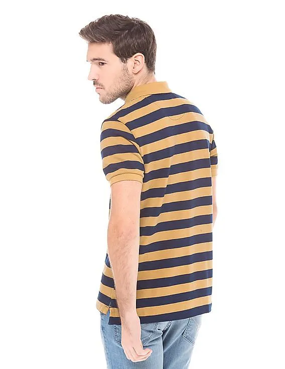 U.S. Polo Assn. Denim Co. Men Mustard Slim Fit Striped Polo Shirt