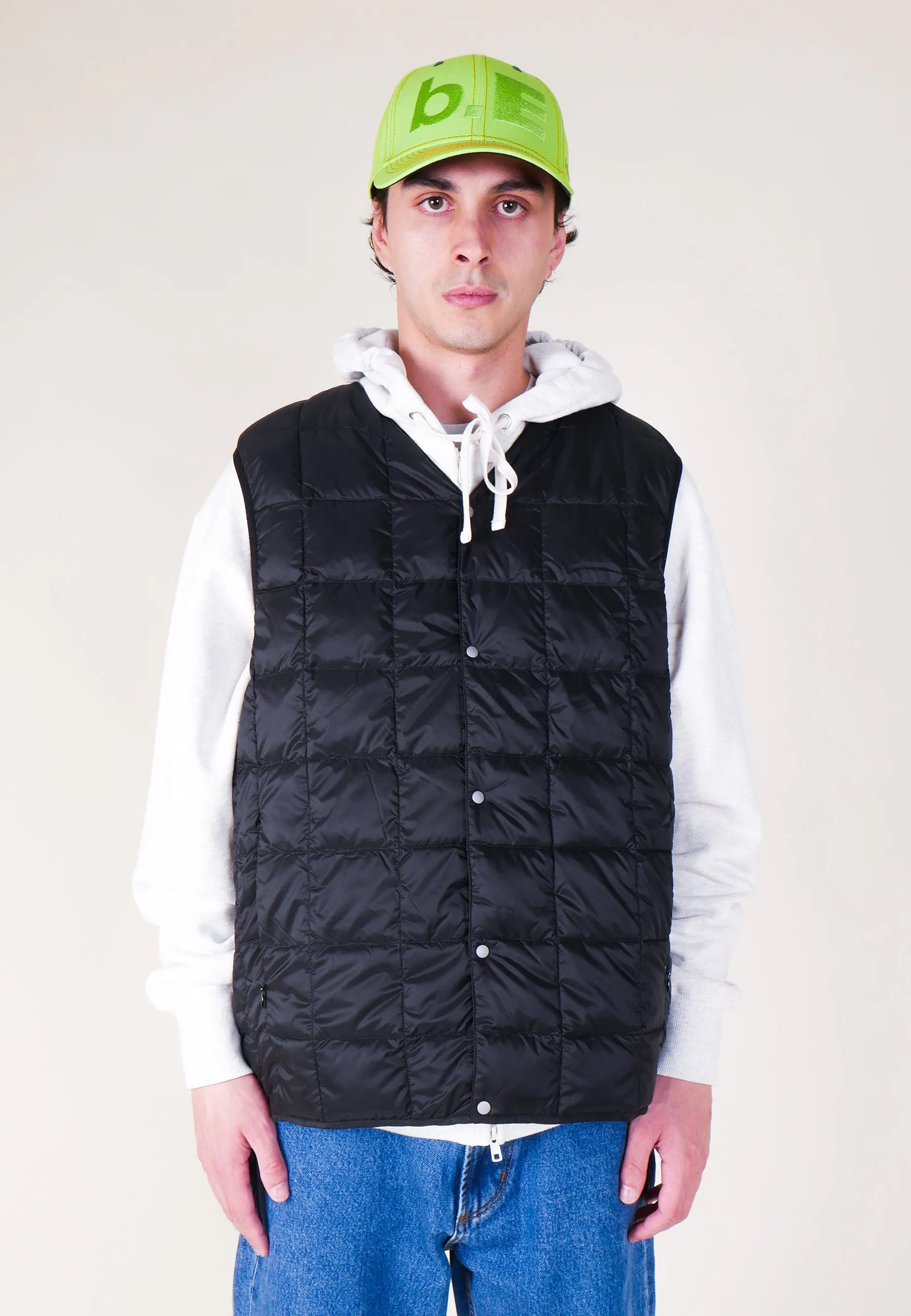 V Neck Button Down Vest - Black