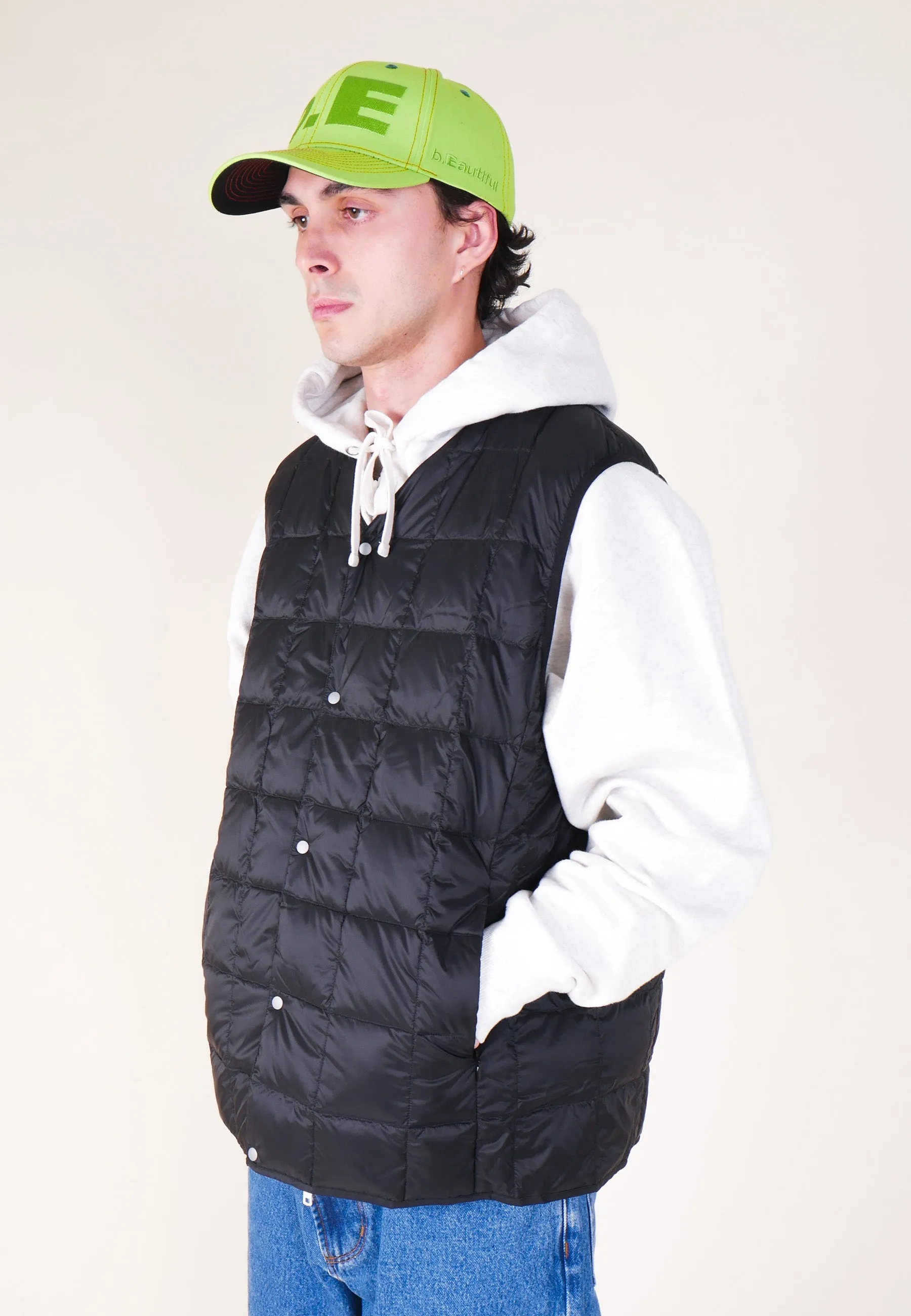 V Neck Button Down Vest - Black