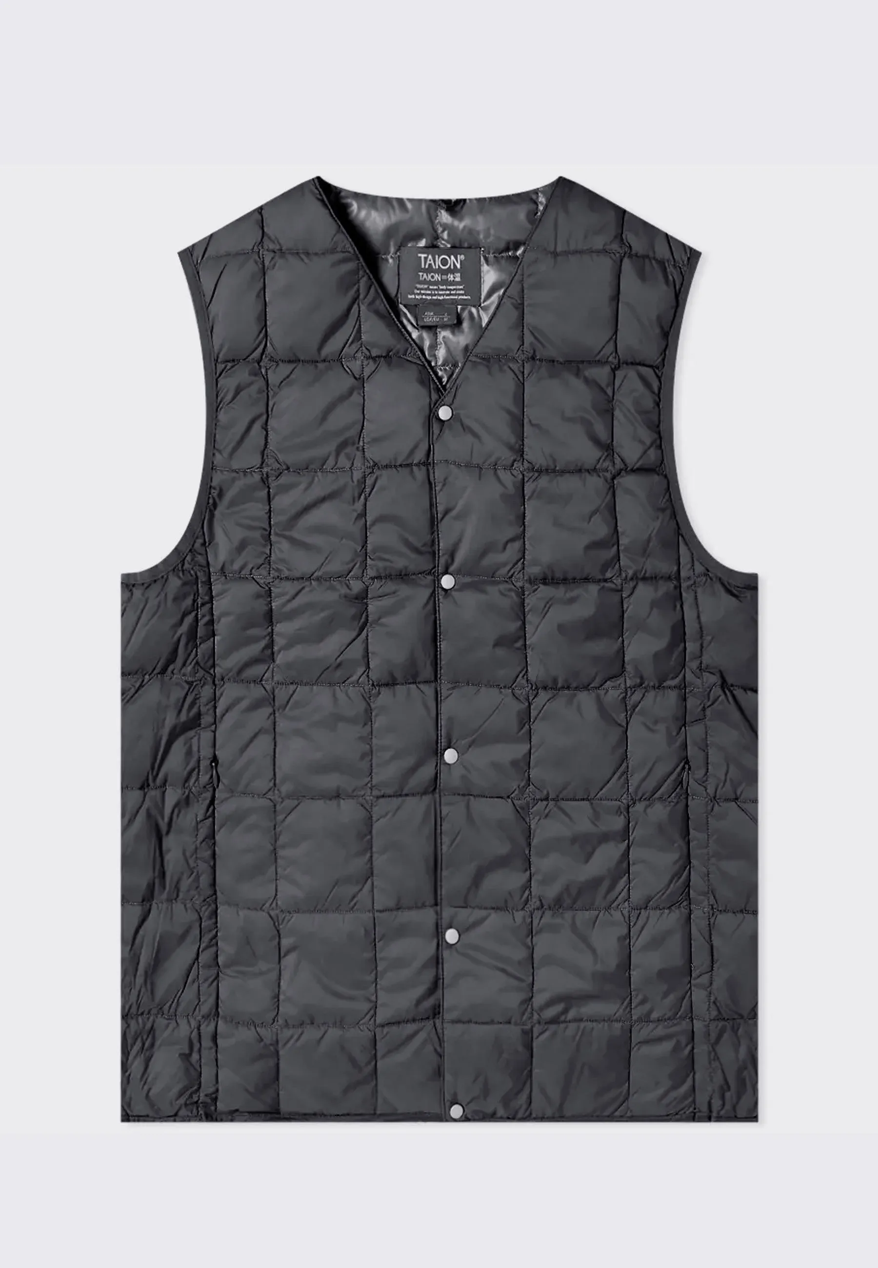 V Neck Button Down Vest - Black