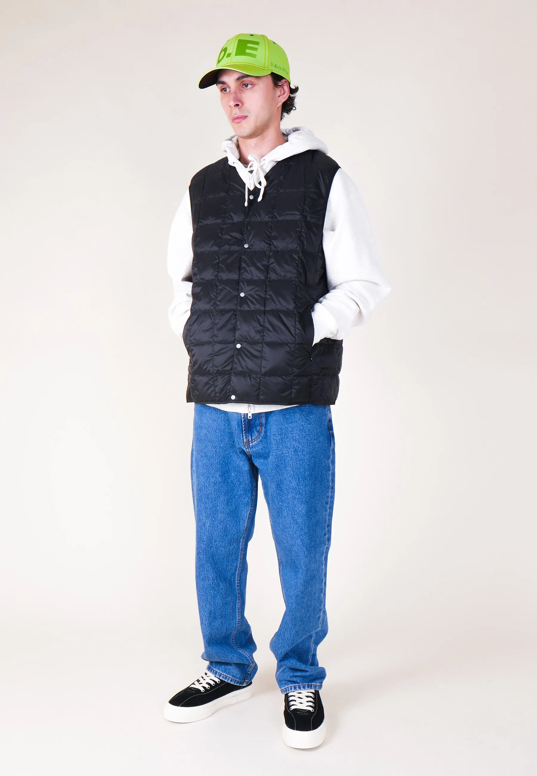 V Neck Button Down Vest - Black