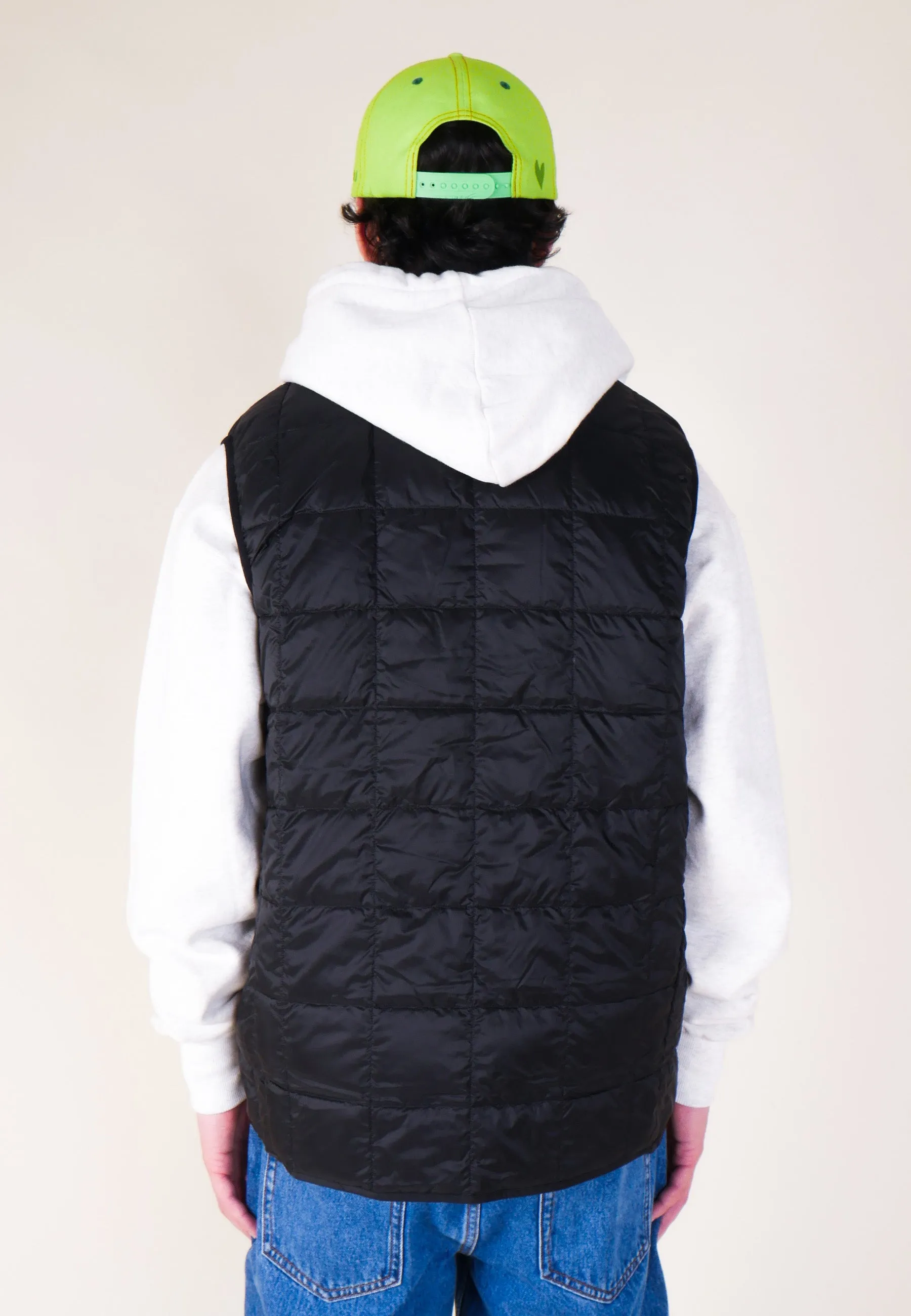 V Neck Button Down Vest - Black