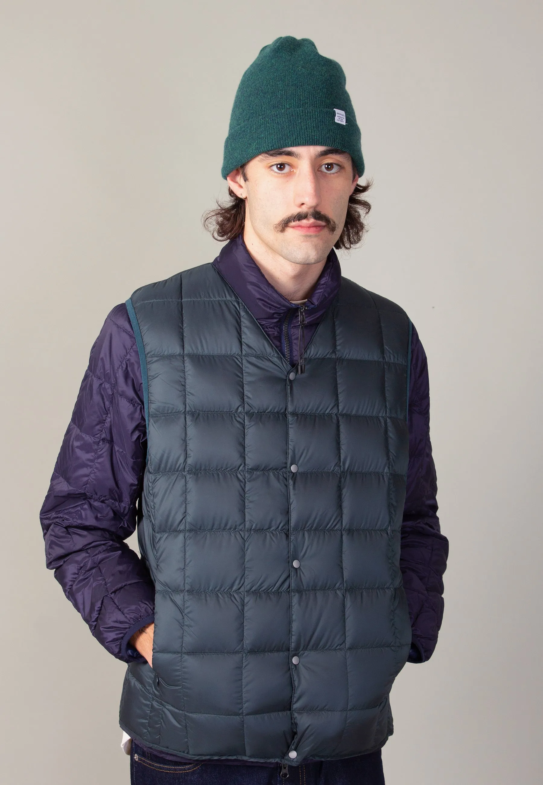 V Neck Button Down Vest - green