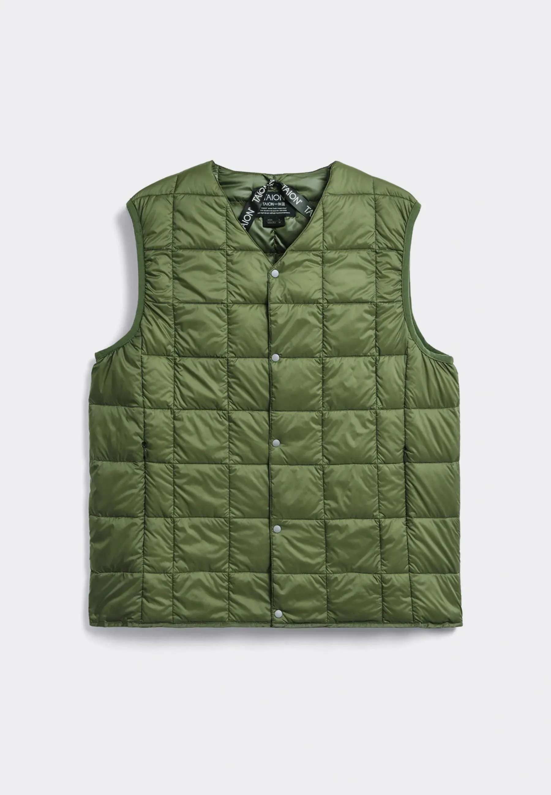 V Neck Button Down Vest - Olive