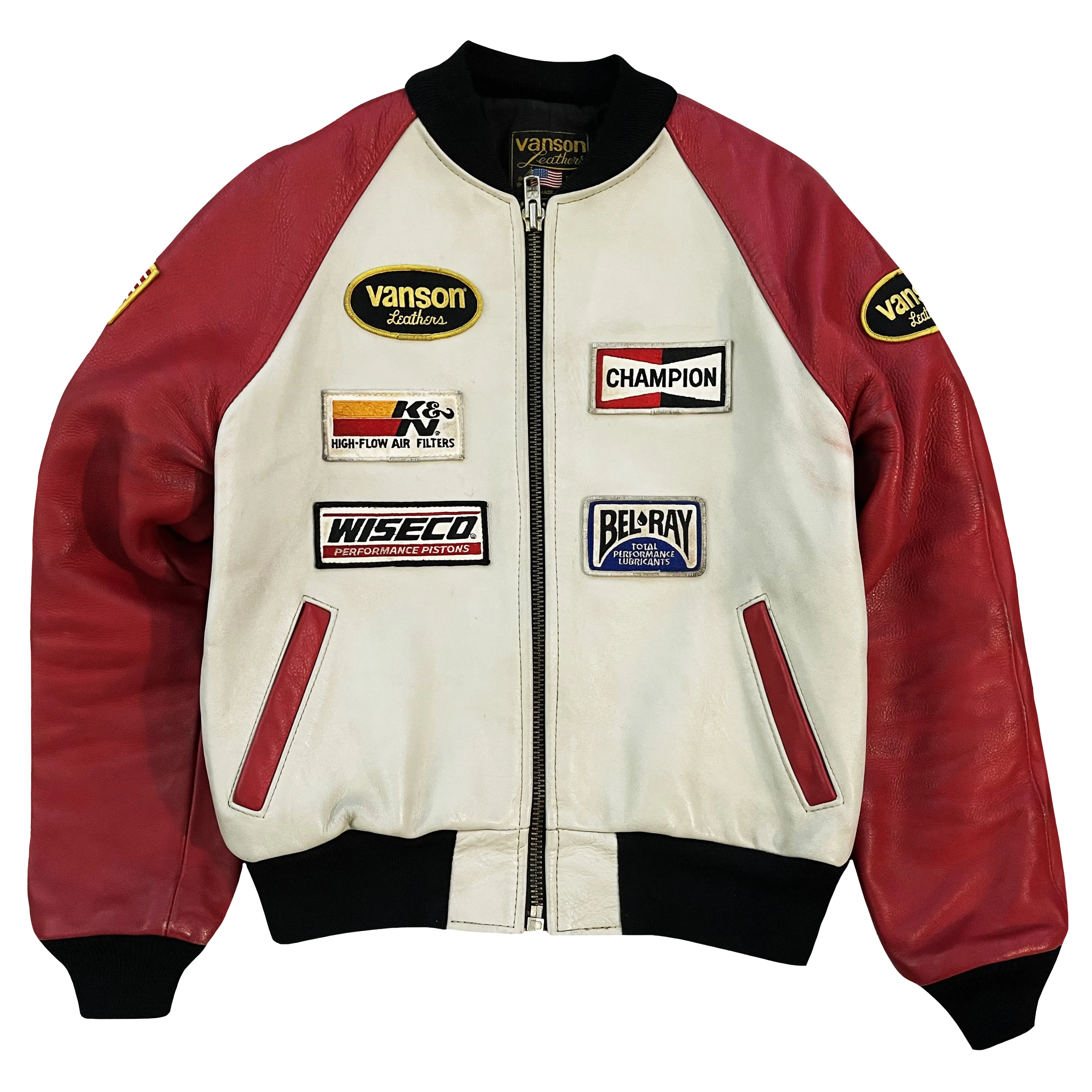 Vanson Leathers Race Team Leather Bomber Jacket - S