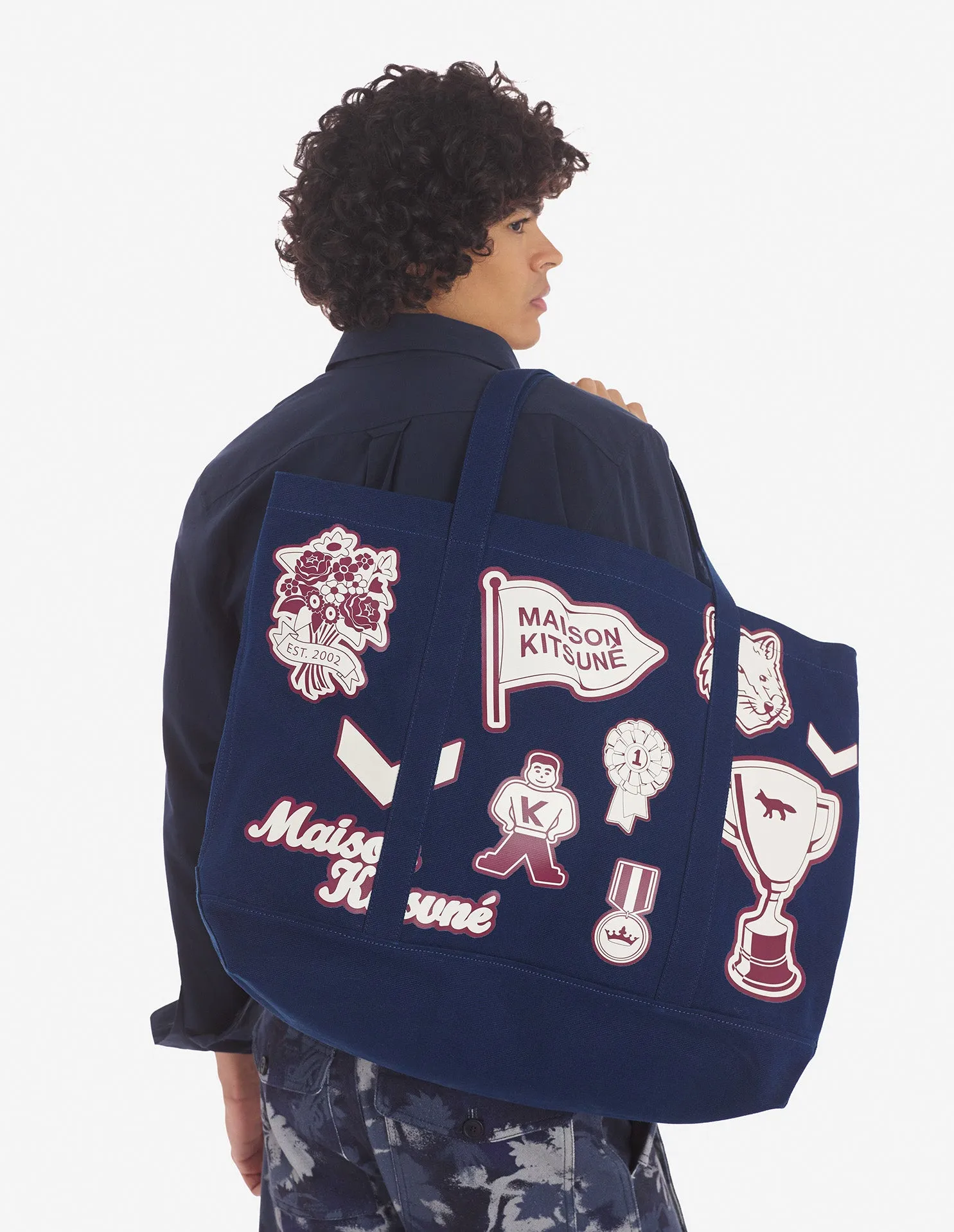 Varsity Patches Xxl Tote Bag Ink Blue