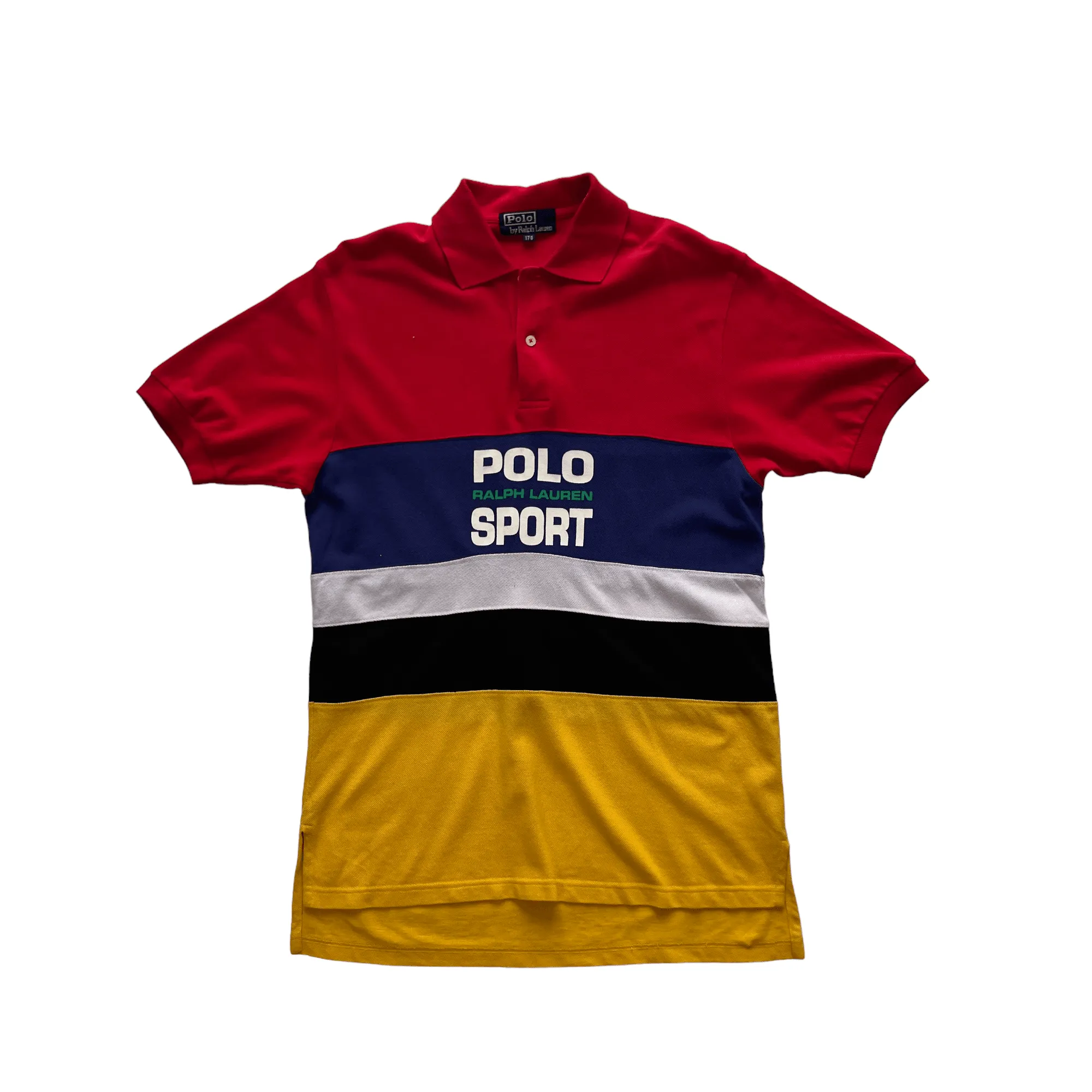 Vintage 90s Red, Blue, Black, White + Yellow Ralph Lauren Polo Sport Polo - Medium