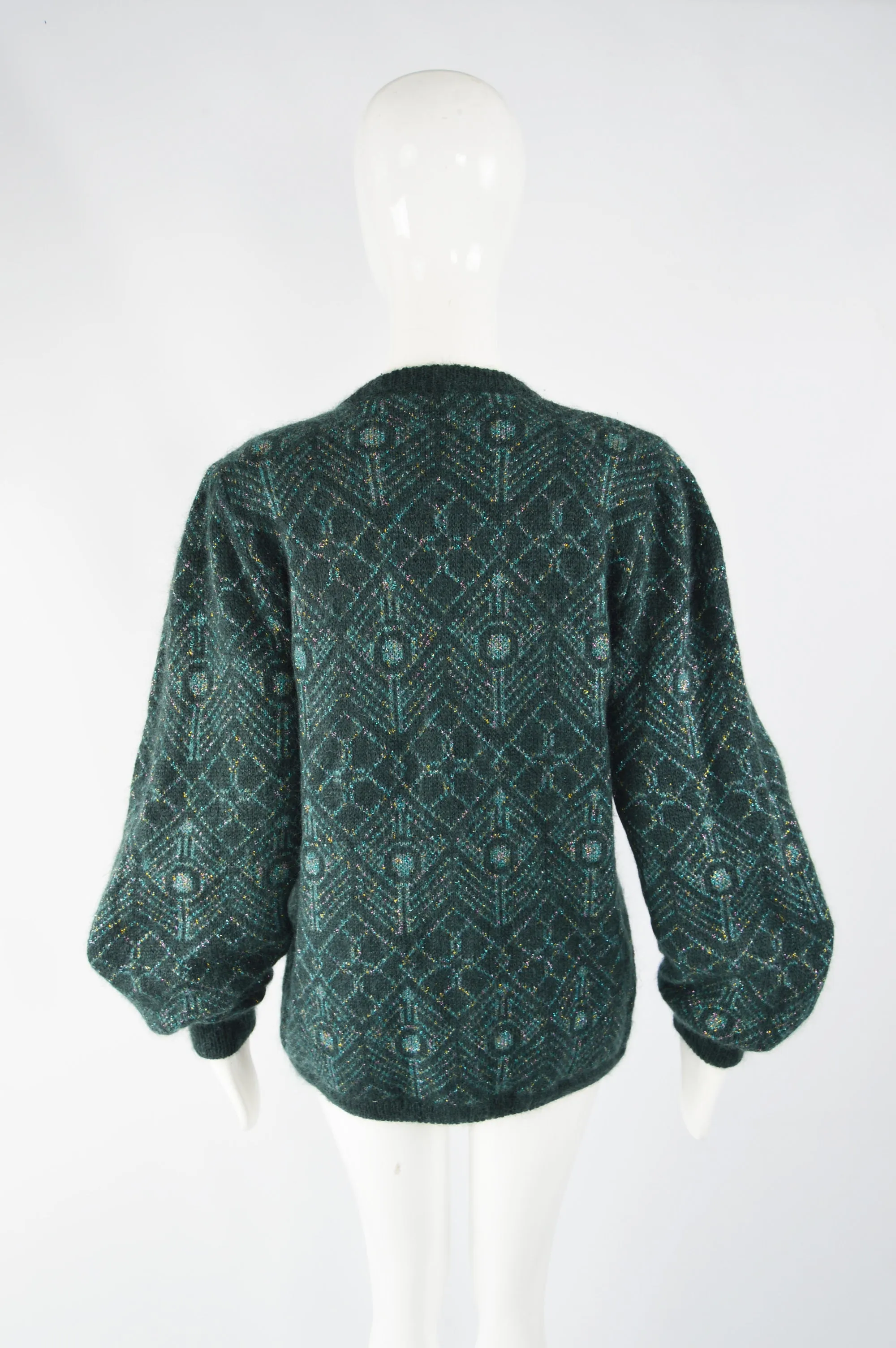 Vintage Balloon Sleeve Mohair Sequin Cardigan, 1980s