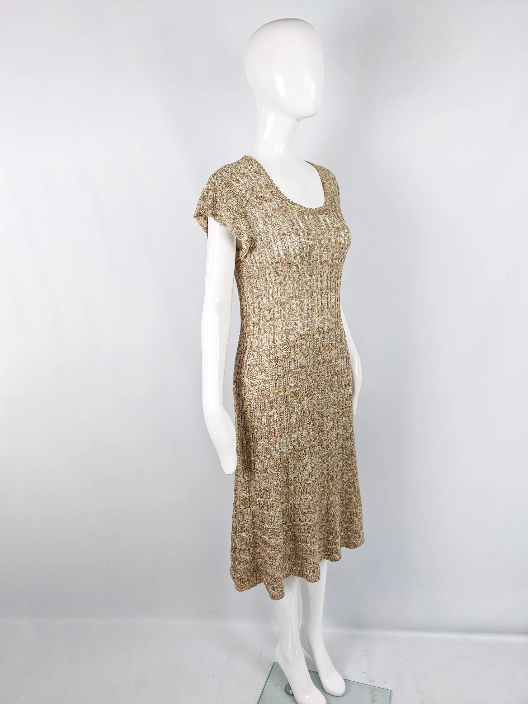 Vintage Womens Two Piece Knit Dress & Cardigan Set, 1970s