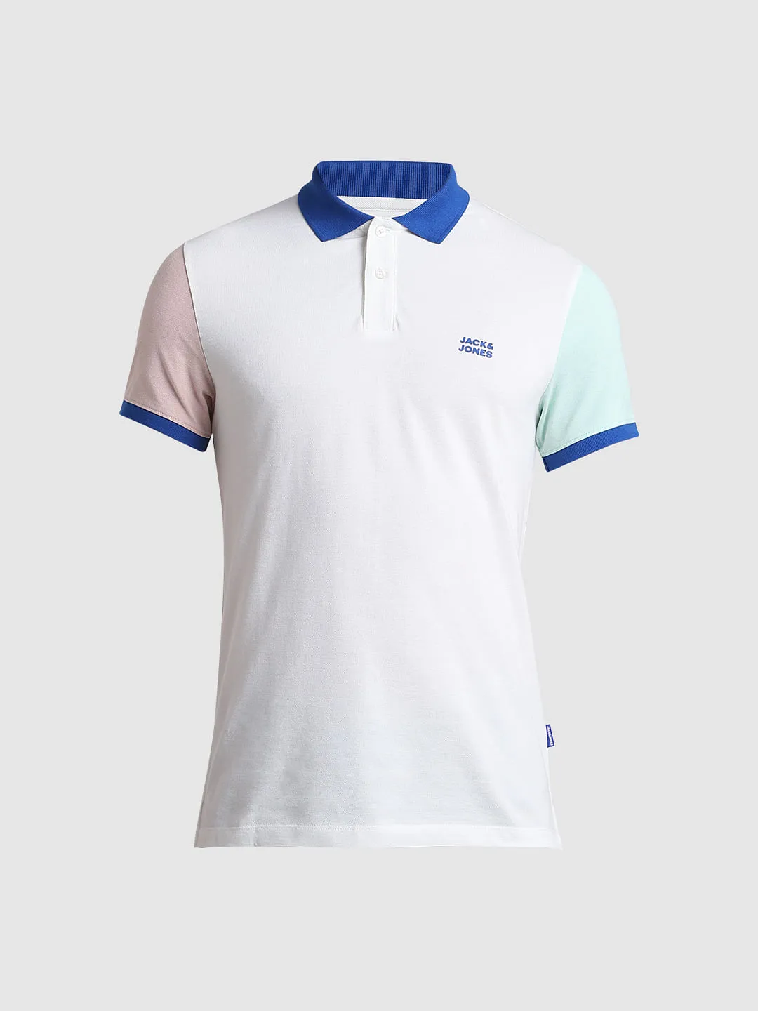 White Cotton Colourblocked Polo