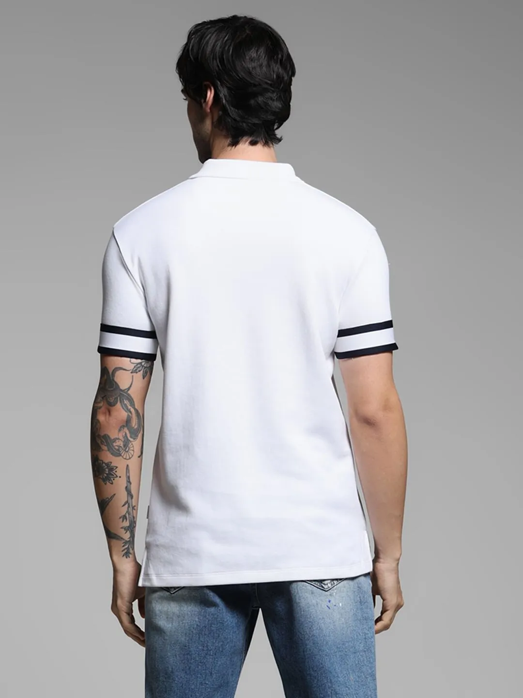 White Dice Print Polo