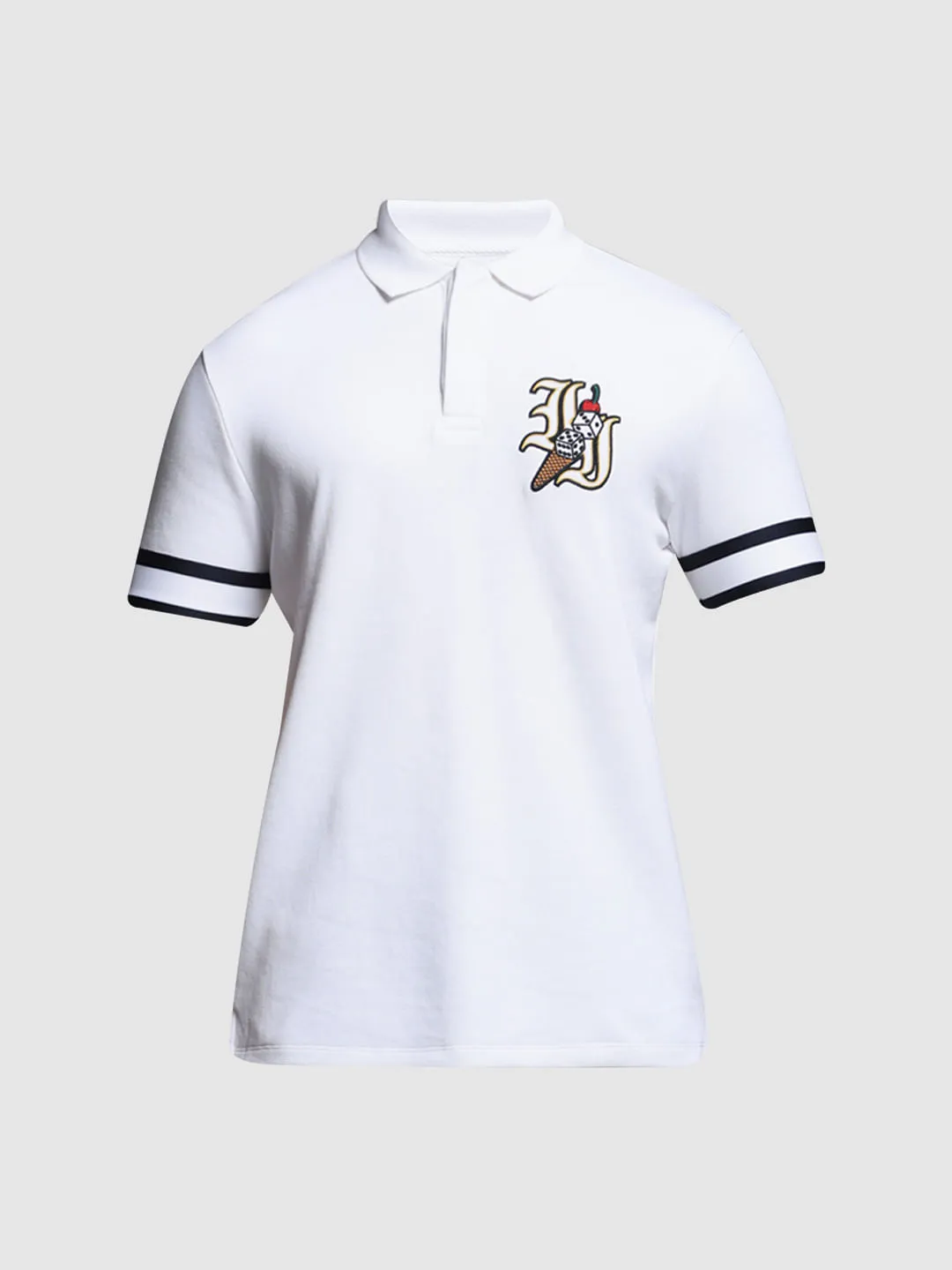 White Dice Print Polo