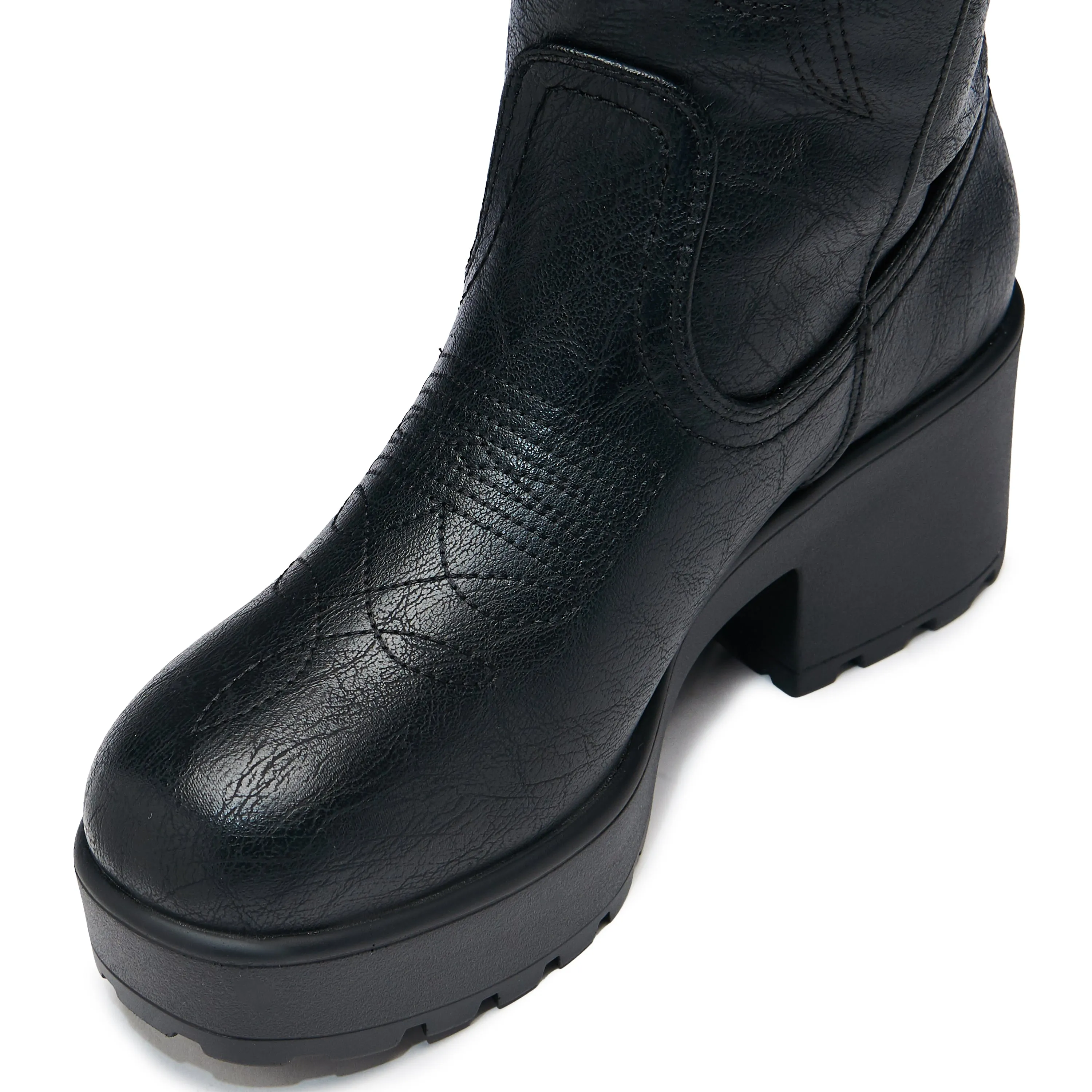 Wintu Long Chunky Western Boots - Vintage Black