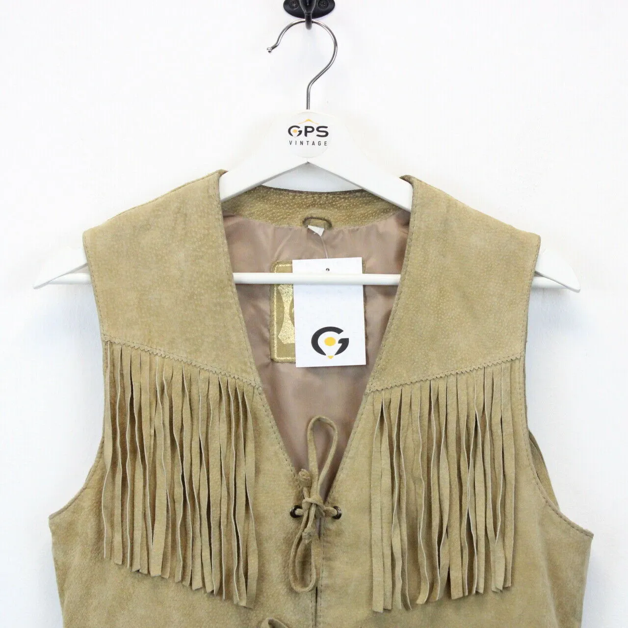 Womens 90s Suede Western Vest Beige | Medium