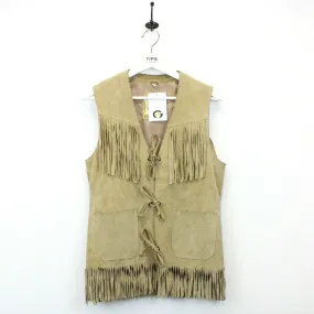 Womens 90s Suede Western Vest Beige | Medium