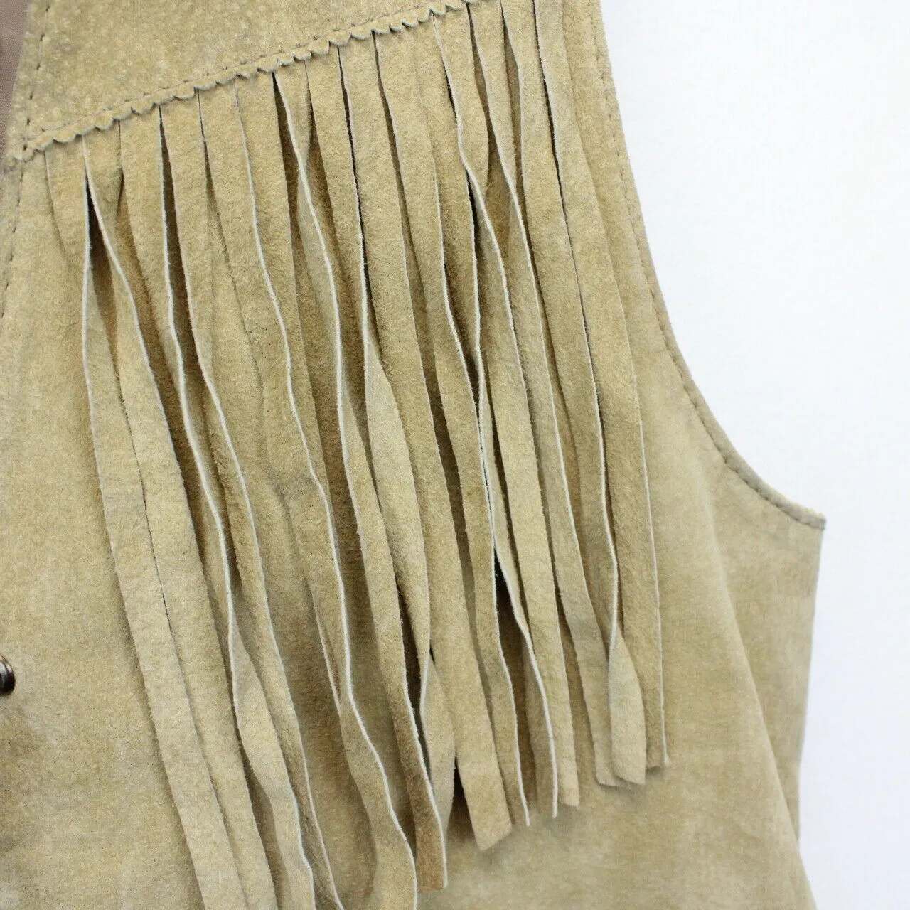 Womens 90s Suede Western Vest Beige | Medium