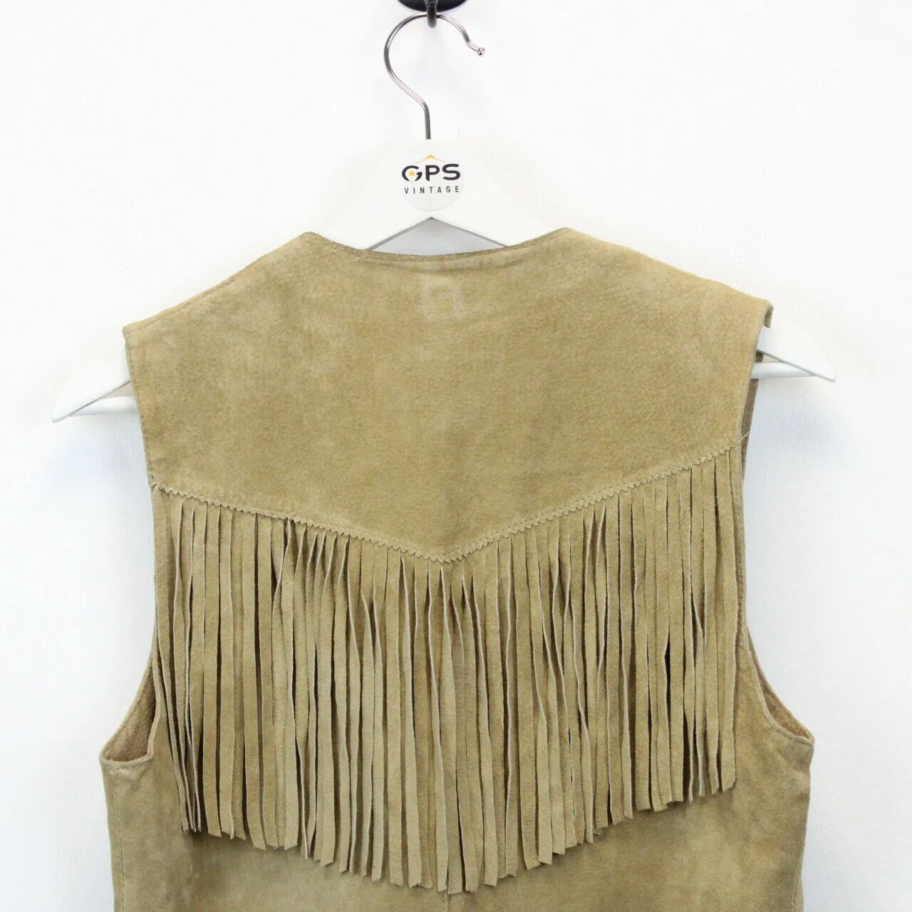 Womens 90s Suede Western Vest Beige | Medium