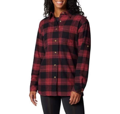 Women's Columbia Plus Size Holly Hideaway Flannel Long Sleeve Button Up,Fashion