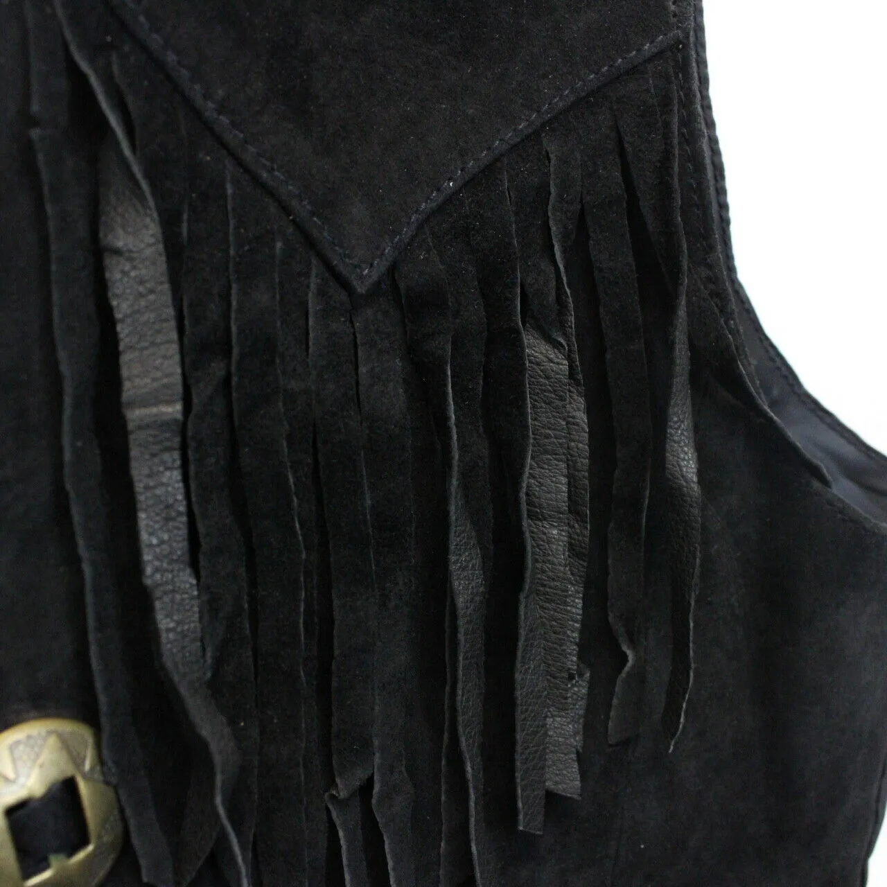 Womens Suede Western Vest Black | Medium