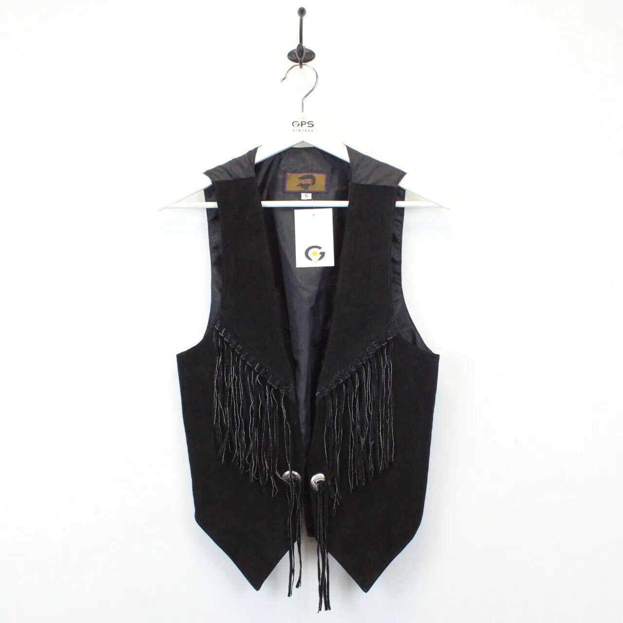 Womens Suede Western Vest Black | Small