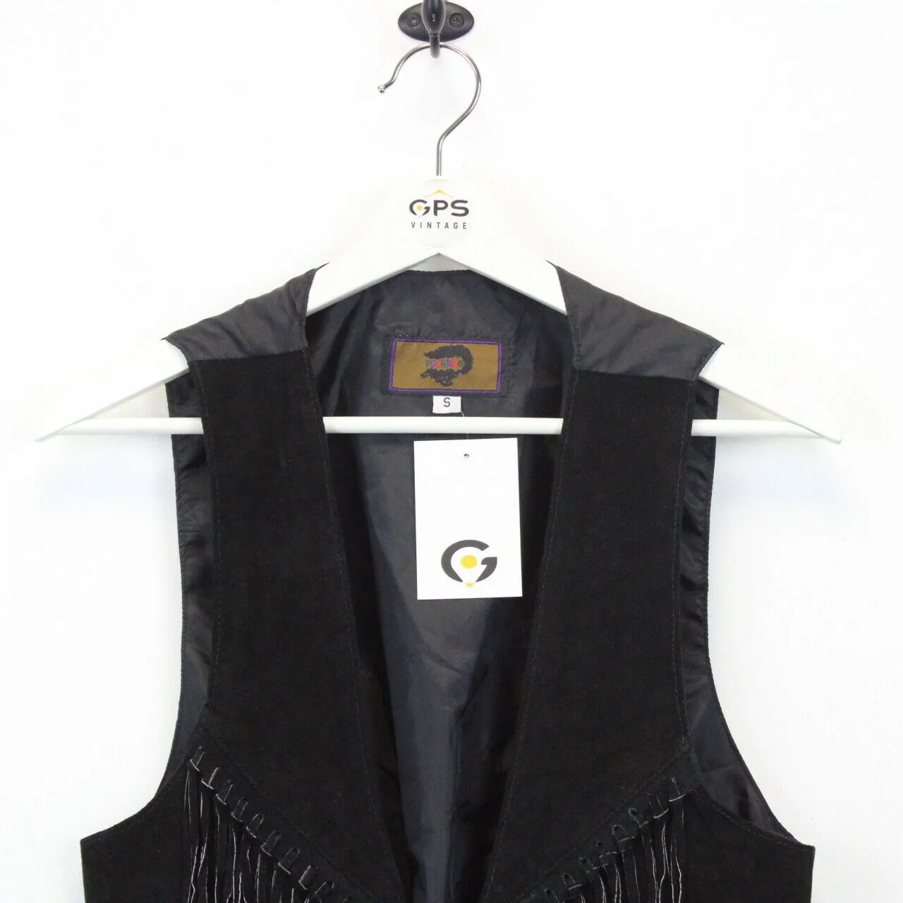 Womens Suede Western Vest Black | Small