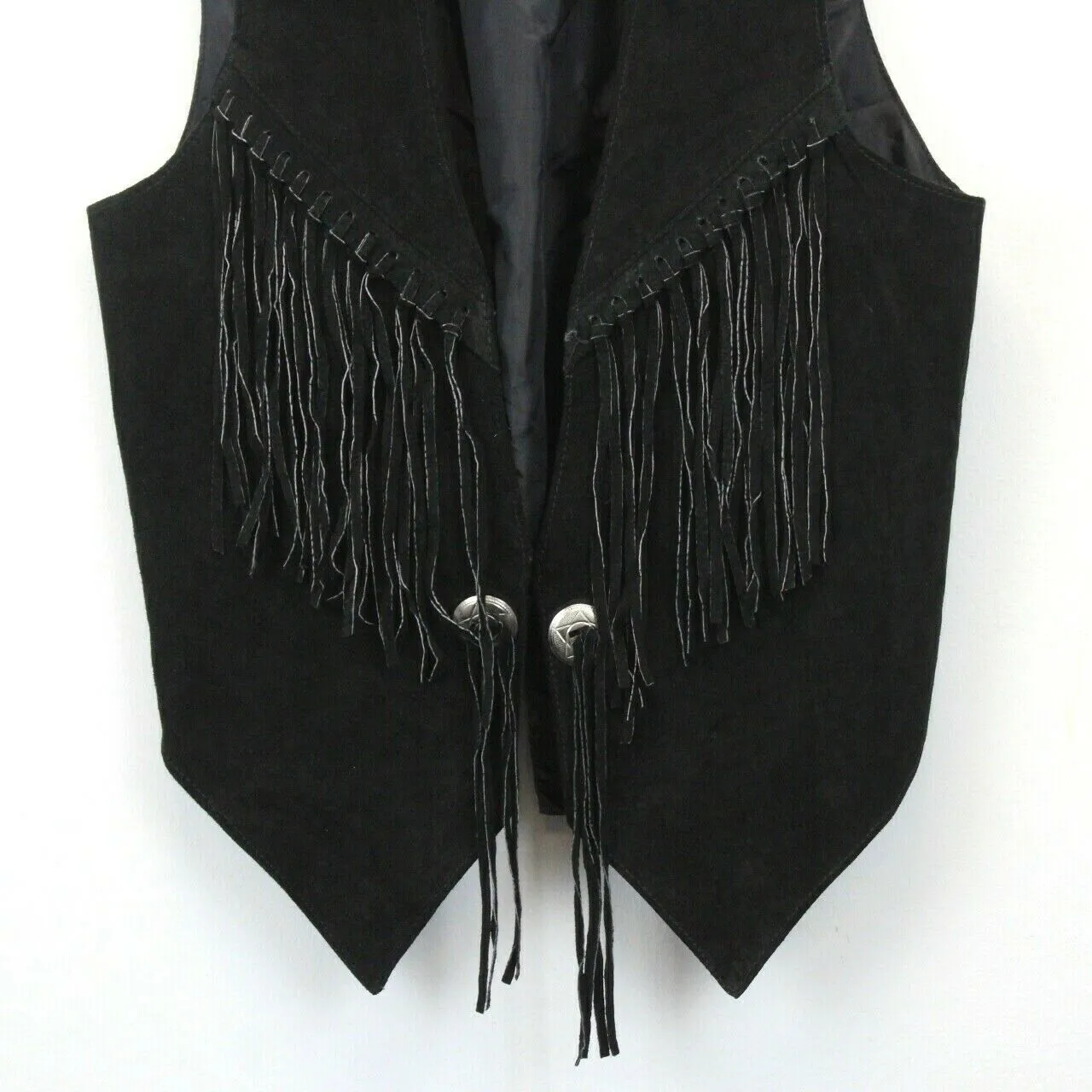 Womens Suede Western Vest Black | Small