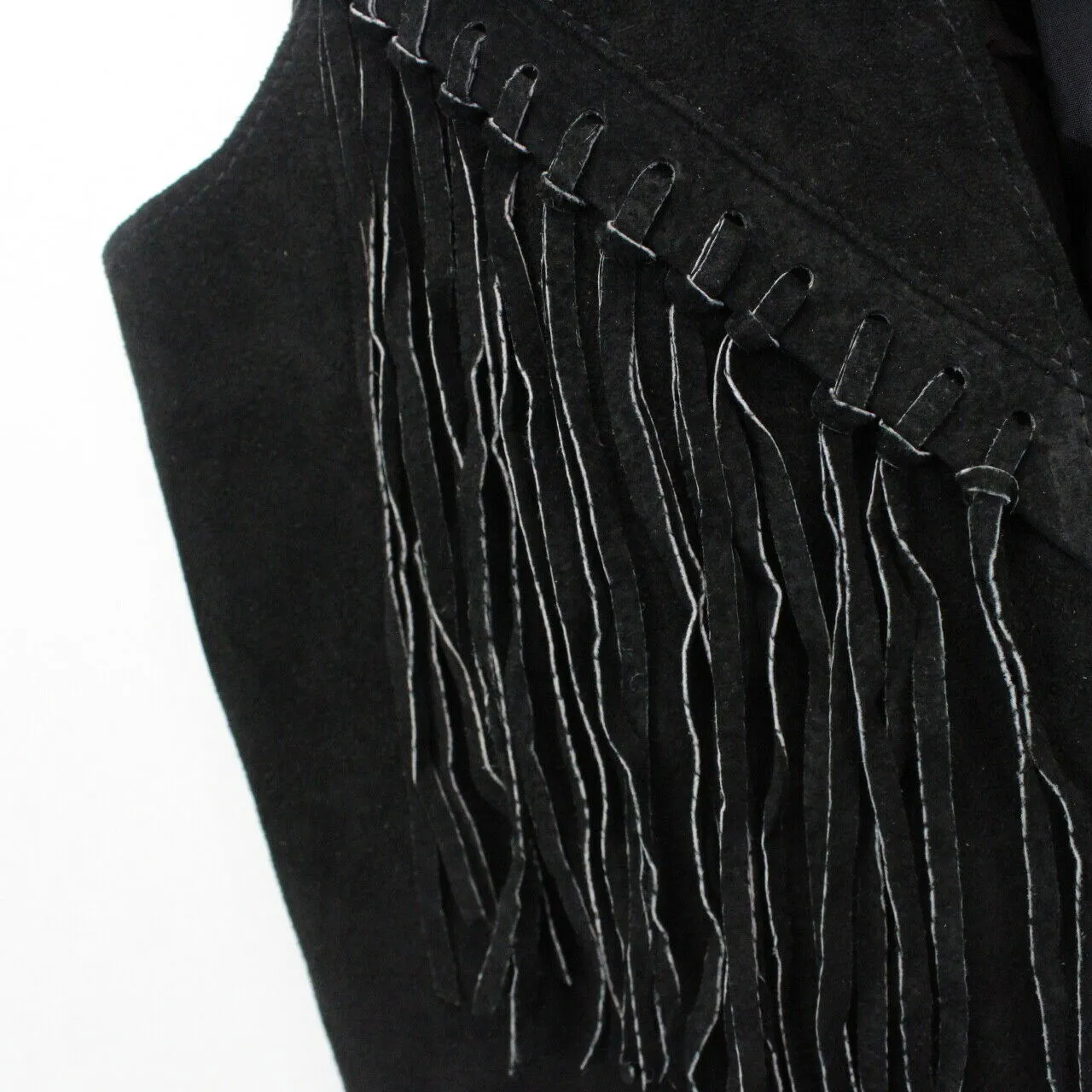 Womens Suede Western Vest Black | Small