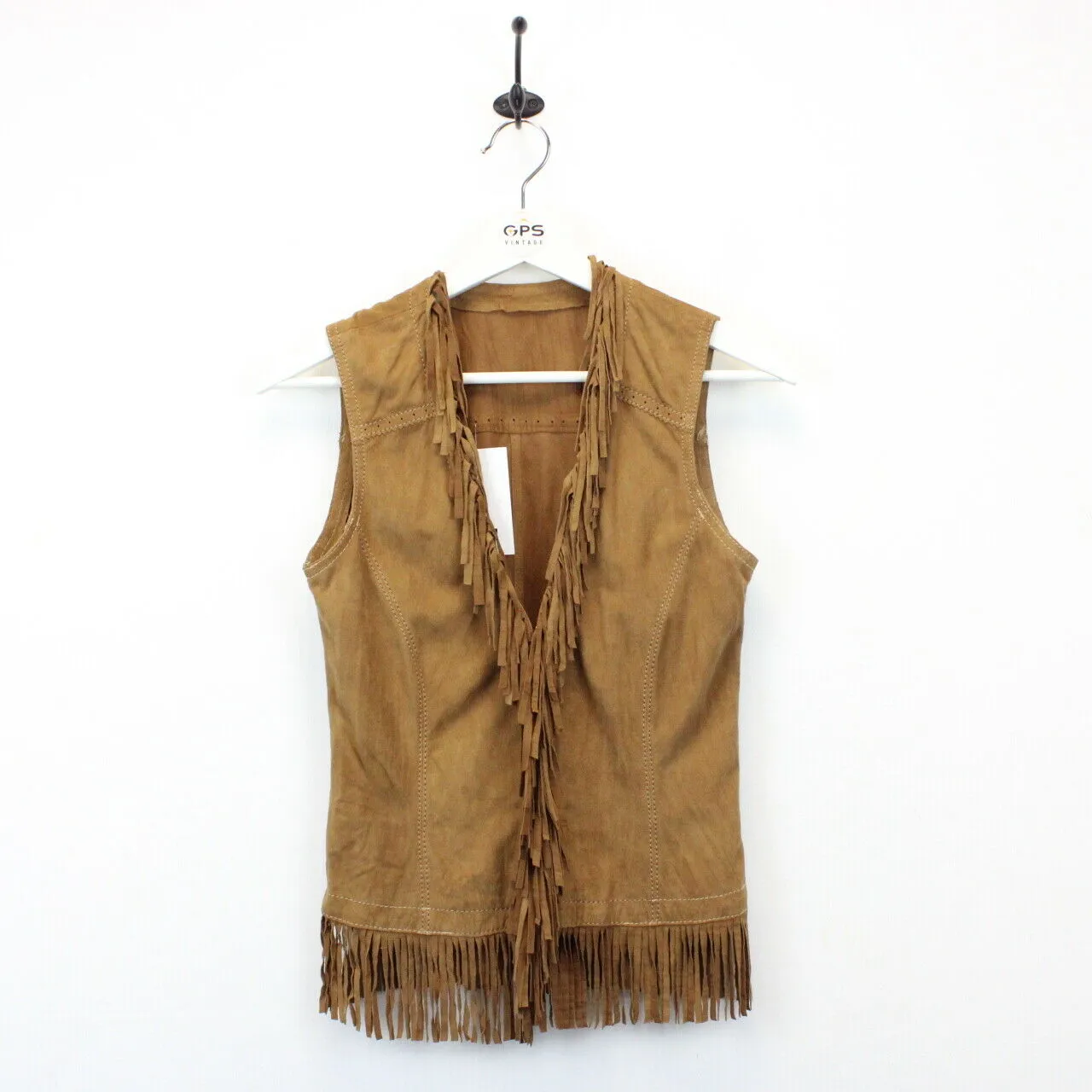 Womens Suede Western Vest Brown | XS