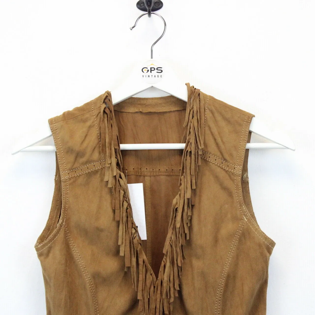 Womens Suede Western Vest Brown | XS